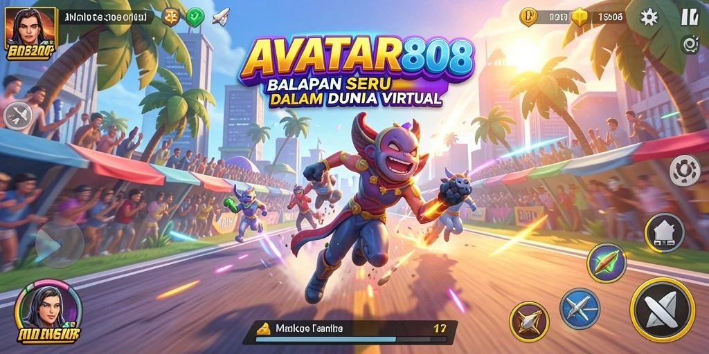 Tangkapan layar game AVATAR808 yang menunjukkan aksi balapan mendebarkan.
