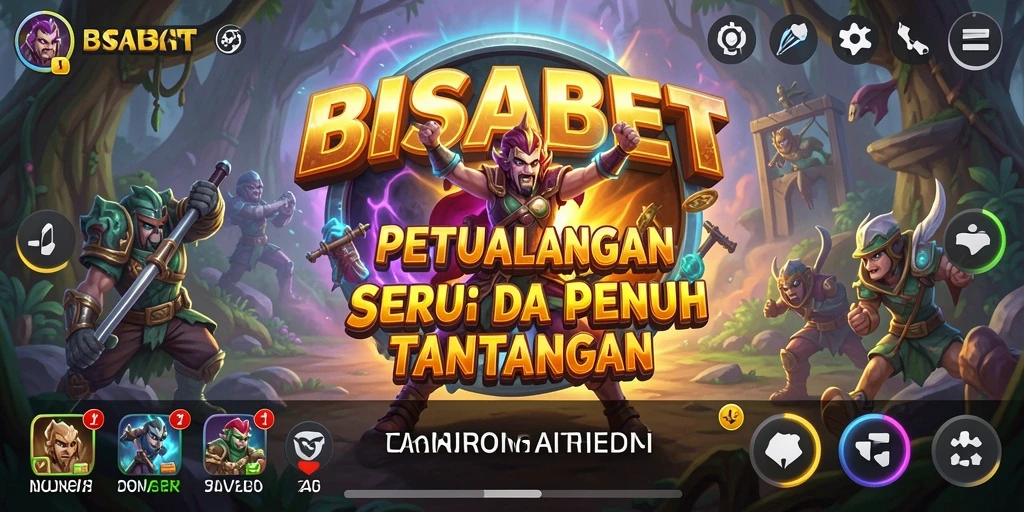 Screenshot utama BISABET menampilkan karakter menjelajahi dunia petualangan.