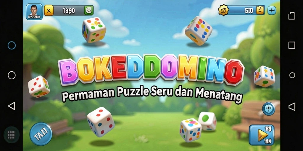 Tampilan gameplay seru BOKEDOMINO yang penuh tantangan.