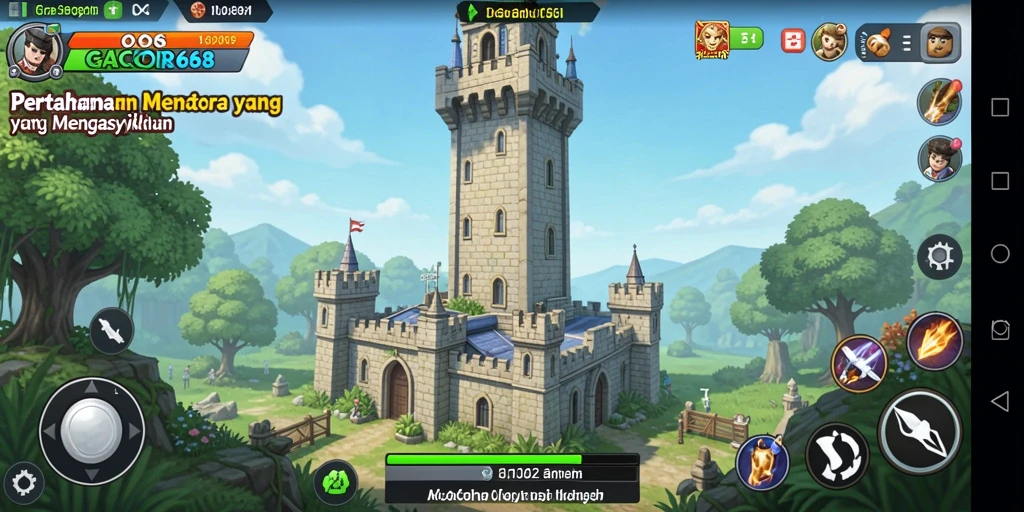 Tampilan gameplay GACOR668 yang menarik saat mempertahankan menara.