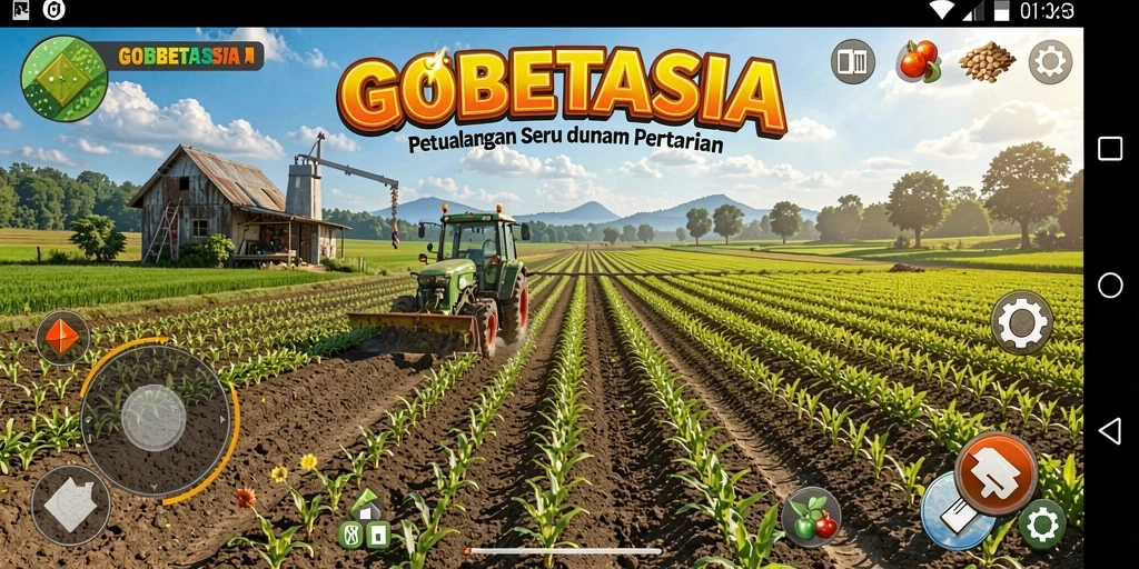 Screenshot gameplay GOBETASIA menampilkan aktivitas berkebun yang seru.