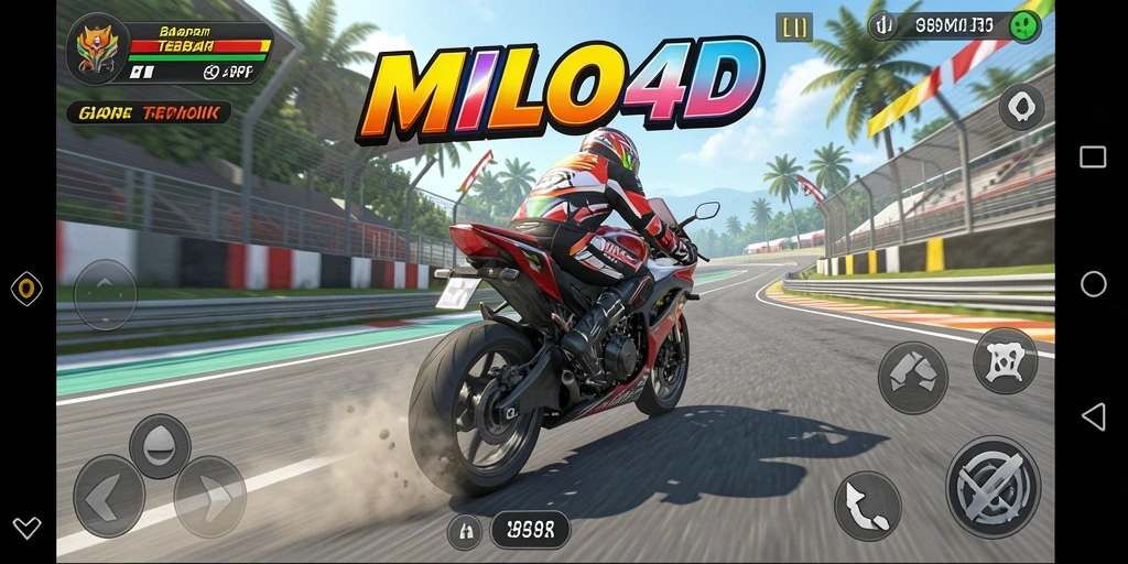 Tampilan gameplay <strong>MILO4D</strong> yang menarik dengan aksi balapan motor yang cepat.