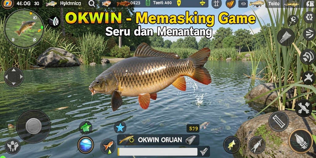 Tampilan aksi memancing yang mendebarkan dalam OKWIN.