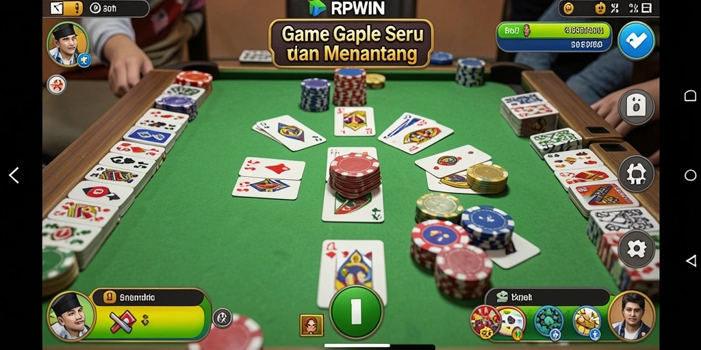 Tangkapan layar dari gameplay Gaple yang menarik di RPWIN.